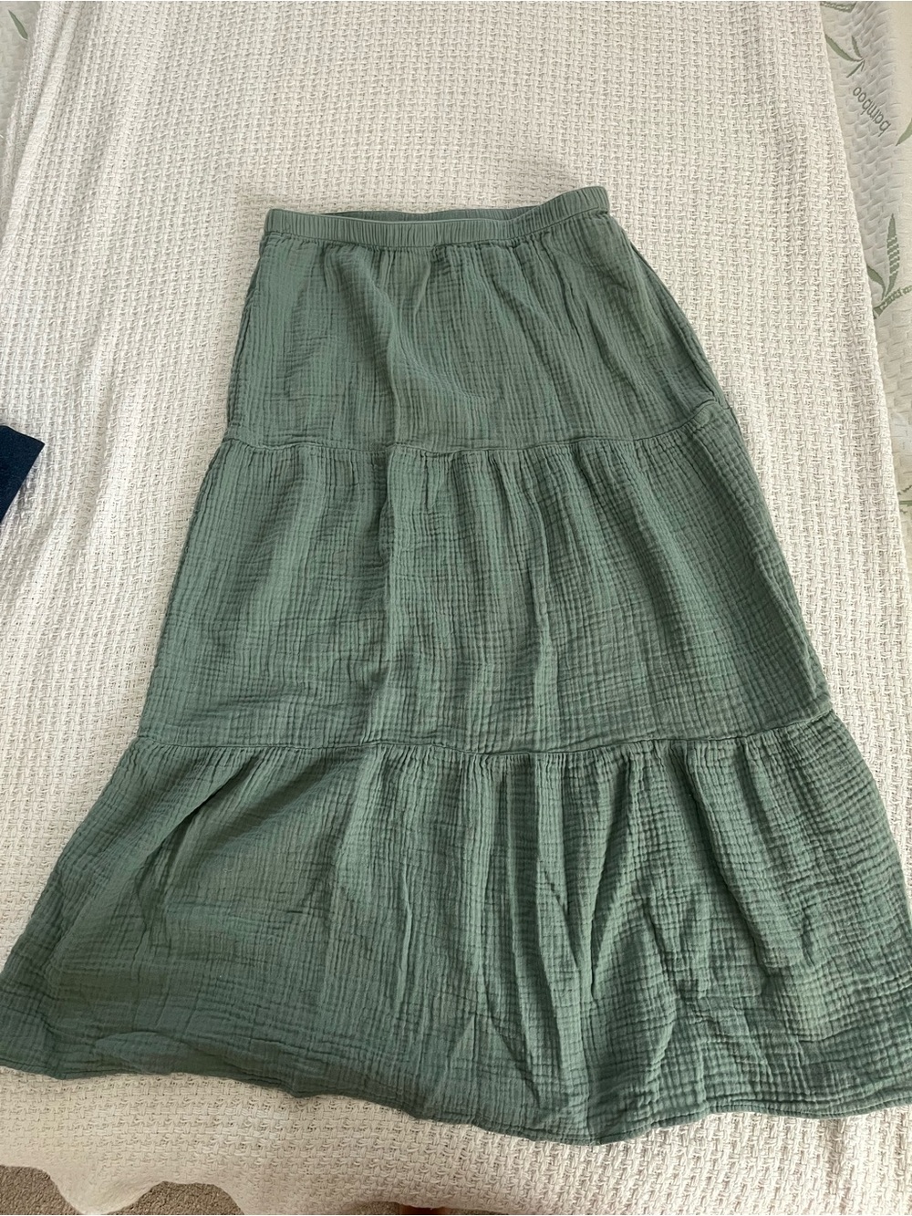 Tiered Midi Skirt in Olive Green
